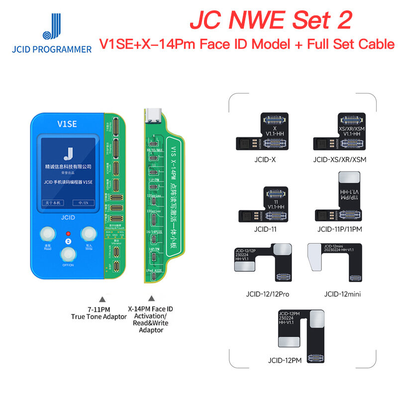 JC JCID Dot Matrix Flex Cable pour iPhone, X, Poly XS, 14, 13, 12, 11, PRO, MAX, Mini, Lecture et Écriture des données, Programmation, Face ID Repair, Nouveau
