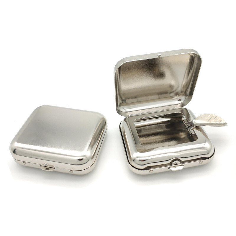 N2HAO Smallsweet Stainless Steel Square Pocket Ashtray metal Ash Tray Pocket Ashtrays With Lids Portable Ashtray