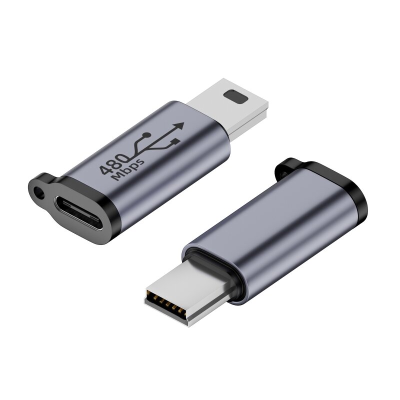 Tipo-C para Micro USB Mini USB adaptador conversor, liga de alumínio conector, 480Mbps, câmera digital, GPS, transporte da gota, 18W