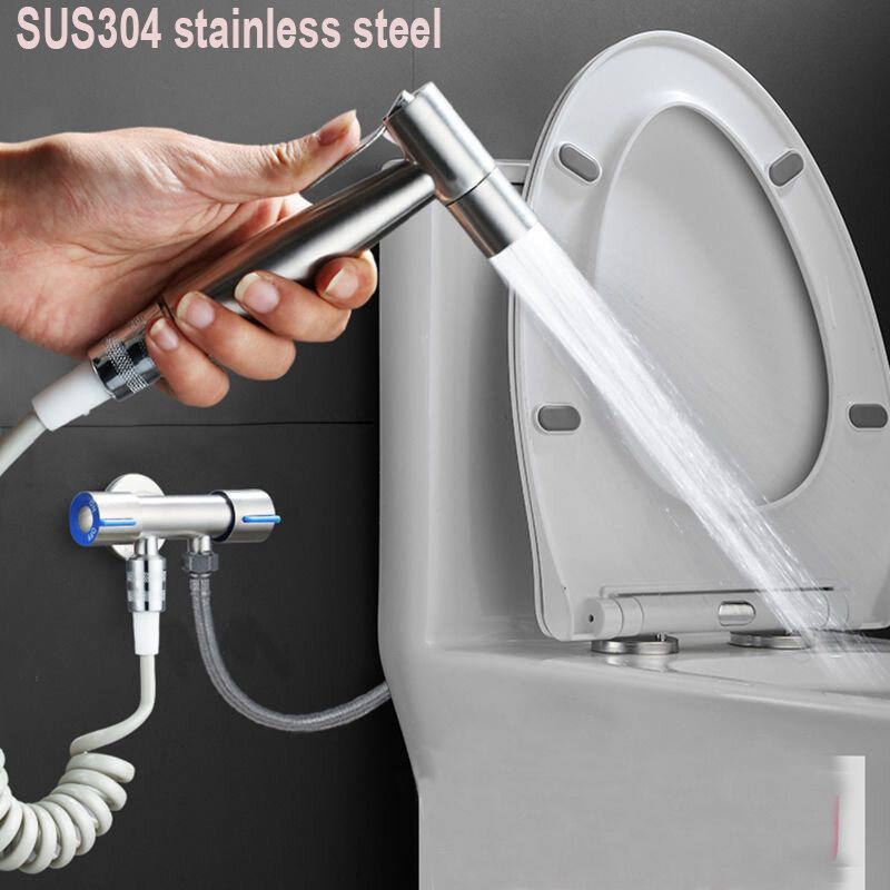 Bidet Faucet 304 Stainless Steel Handheld Toilet Bidet Sprayer Gun Portable Toilet Shower Sprayer Bathroom Sprayer Self Cleaning