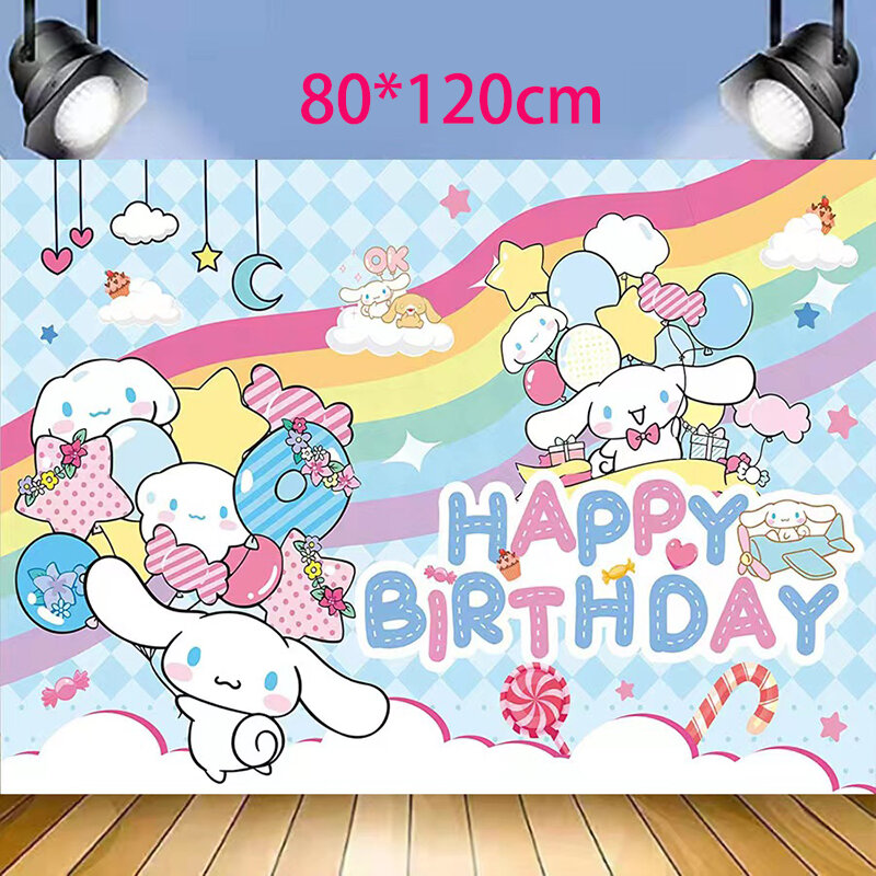 Cinnamoroll Dog Theme Birthday Party Decoration Tableware Balloon Backdrop Cake Topper Birthday Party Supplies Baby Shower