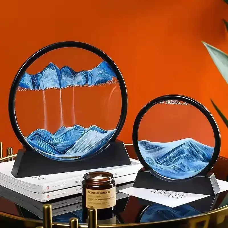 3D Seni Pasir Bergerak Nordik Kreatif Oranment Jam Pasir Cair Pasir Mengalir Pemandangan Pasir Putar Lukisan Dekorasi Rumah Hadiah