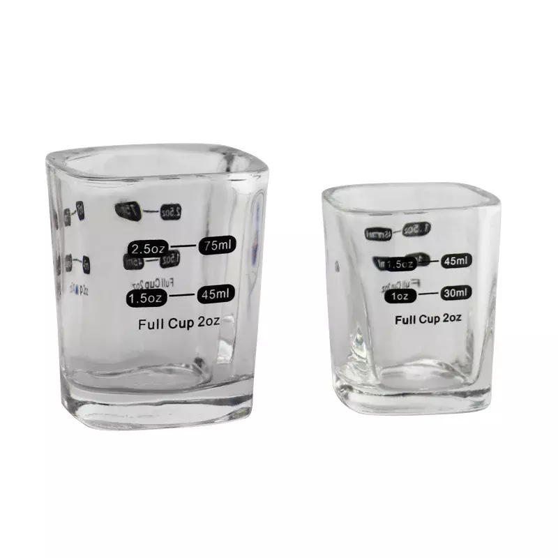 Tazas de vidrio Espresso italiano, onzas de vidrio de pared engrosadas, taza de whisky de café, suministros de cocina de medición graduados, 45/75ML