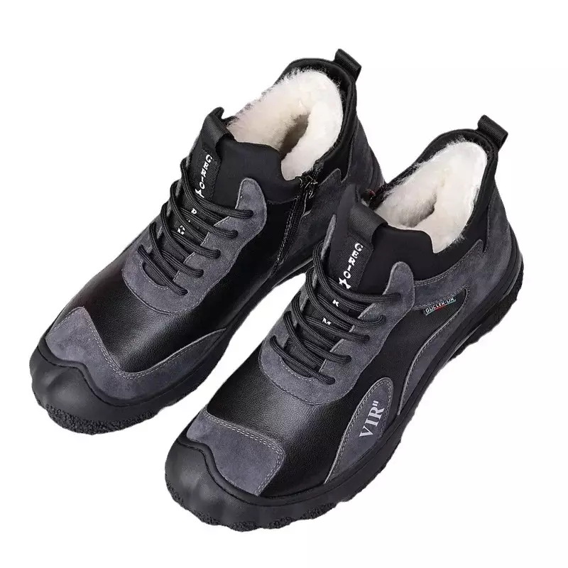 รองเท้า sepatu BOOT pendek กันหิมะสำหรับผู้ชาย, รองเท้าผ้าฝ้ายกันลื่นใส่สบายรองเท้าเดินกลางแจ้งกีฬารองเท้าลำลอง2024