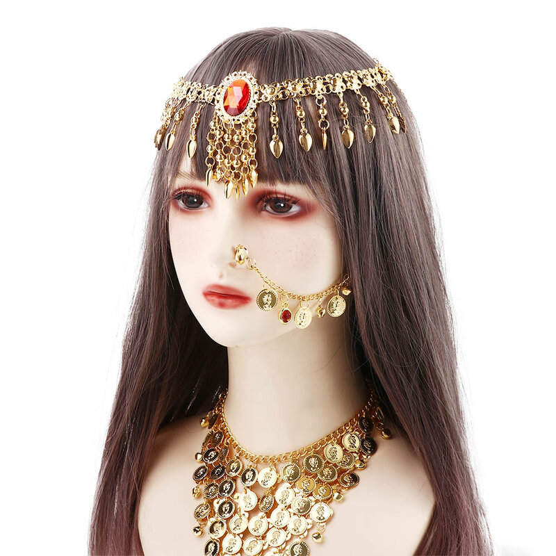 Collana creativa bracciale con perline copricapo bohémien accessori per prestazioni fascia per capelli in cristallo decorazione per danza del ventre