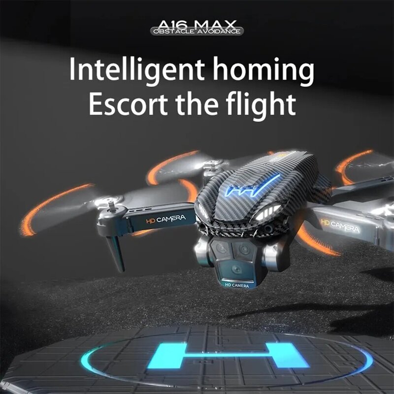 A16 Max Drone Optical Flow, tiga kamera serat karbon UAV empat sumbu pesawat penghindar dan kendali jarak jauh mainan pesawat