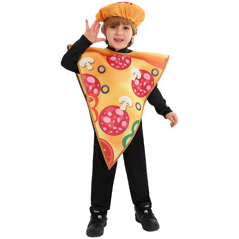 Disfraz de Pizza para niño y niña, traje divertido de corte de Pizza para Halloween, novedad de 2024
