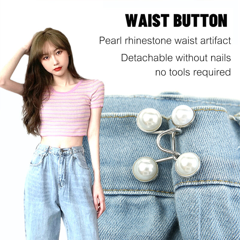 Épingles à boutons en biscuits perlé pour jeans, fermeture à pression pour pantalon, tendeur de taille réglable, vêtements de bricolage, boutons sans couture
