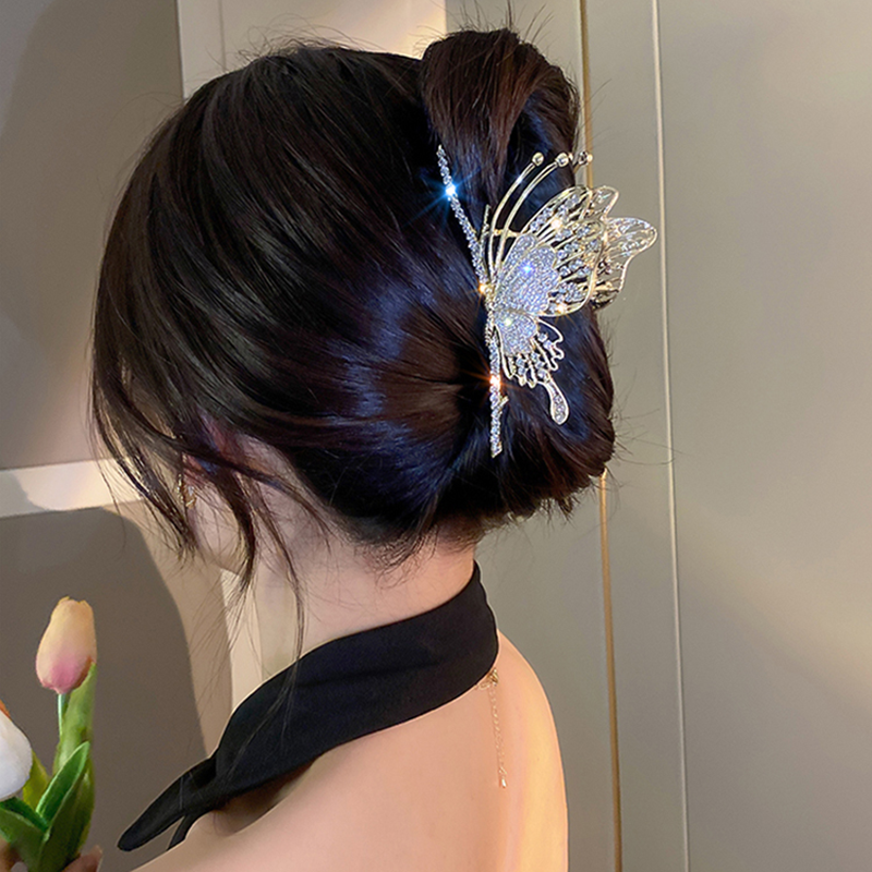 FANYIN Fermaglio per capelli a farfalla in metallo per le donne ultimo Design di nicchia afferrare la cartella accessori per capelli con Clip di squalo femminile