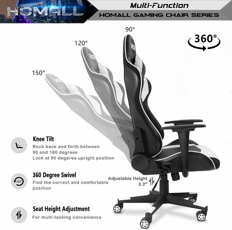 Gaming Chair, Office Chair High Back Computer Chair Leather Desk Chair Racing Executive Ergonomic Adjustable Swivel Task