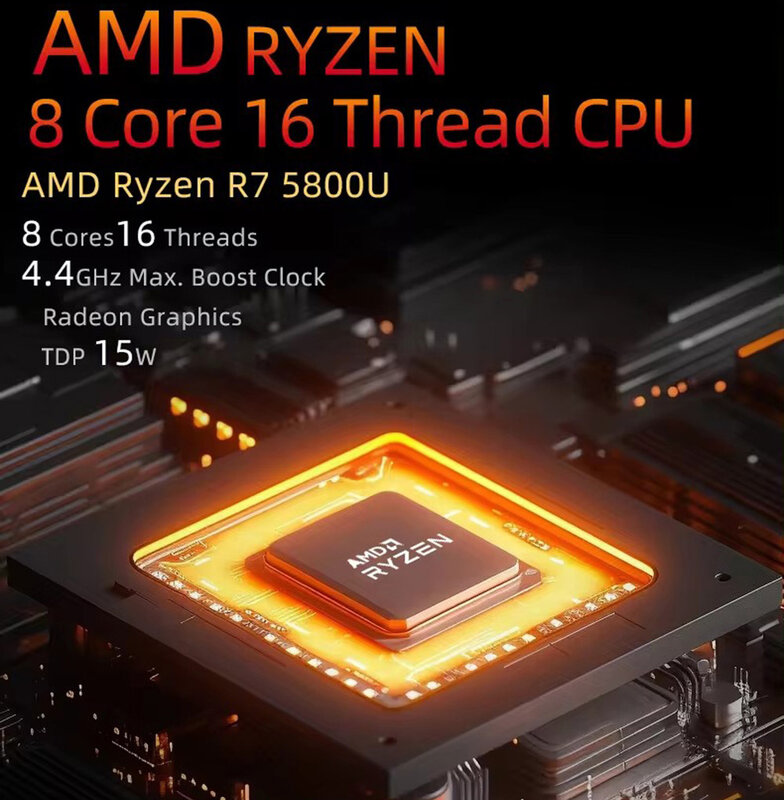 Komputer game Mini PC AMD Ryzen7, 5800U R5 5500U saku dua HD-MI LAN WIFI6 Windows 11 Pro NUC kantor DDR4 NVMe empat Tampilan