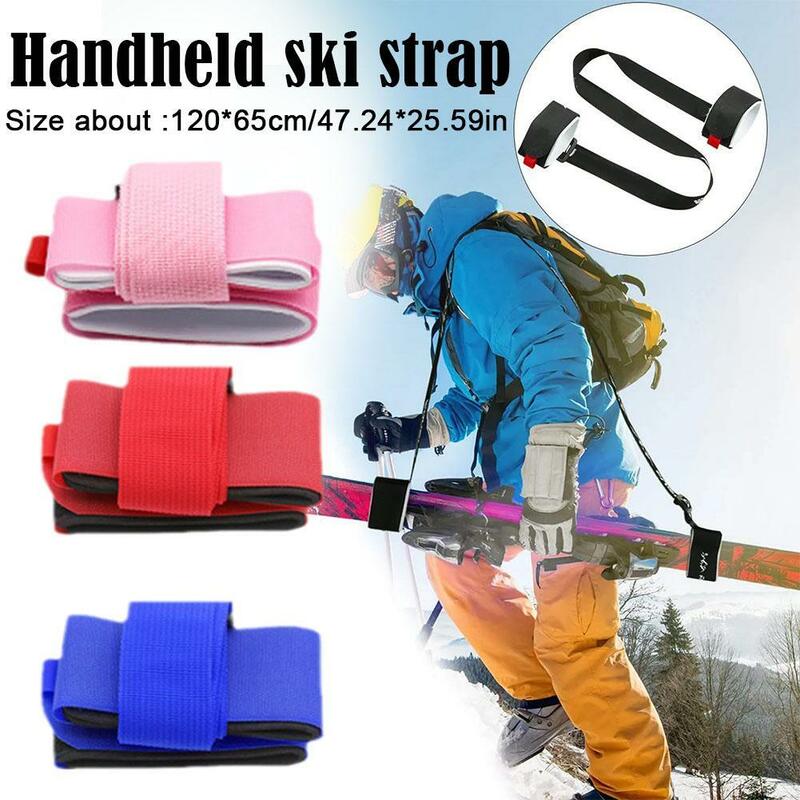 Portador de mano de poste de esquí, correas de mango de pestañas, bucle de gancho ajustable, correa de mango de esquí de nailon, protección