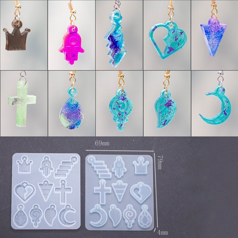 Resin Earring Moulds Boho Flower Moon for Key Star Silicone Moulds Jewelry Pendant Epoxy Casting Mold for DIY Earr