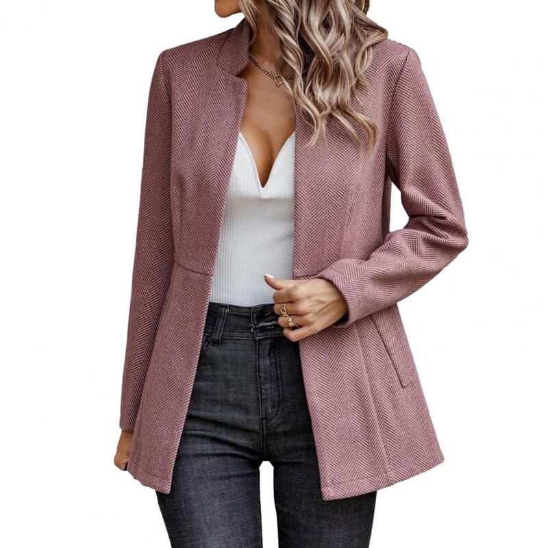 Autumn Winter New All-Match Women Brand Coat Temperament Solid Fitting Jacquard Patchwork Temperament Office Lady Thickened