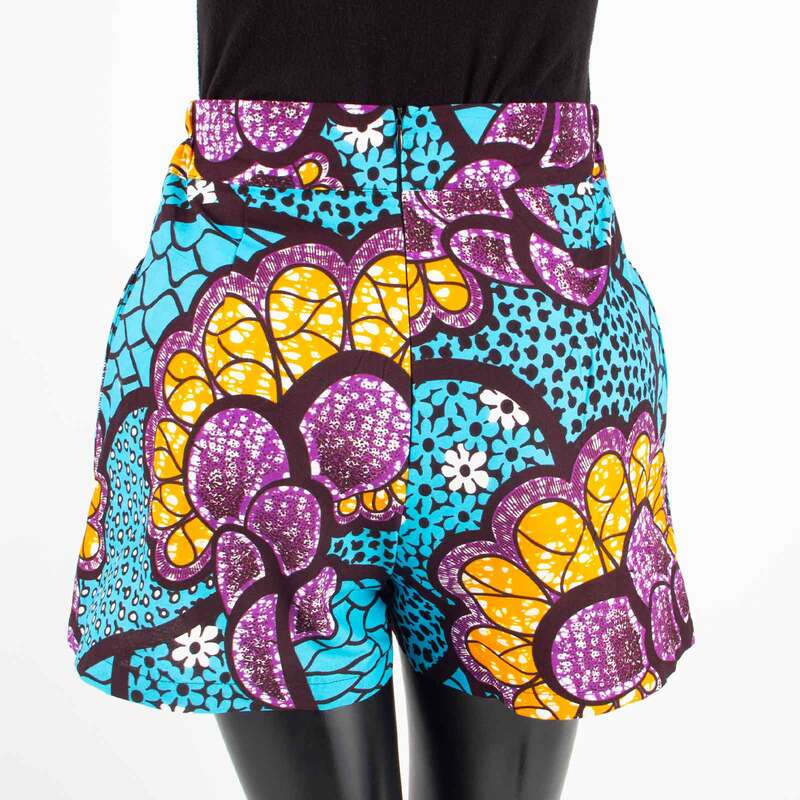 Shorts de praia casuais personalizados para mulheres, 100% algodão, estampa batik, padrão africano, privado, verão, 2024, A722108