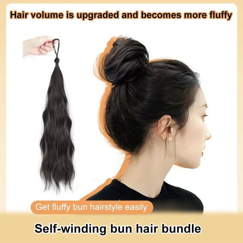 ALXNAN HAIR SYNTHETIC Self-winding hair bundle one-piece flower head hair coil artifact, high skull top extra wig bag