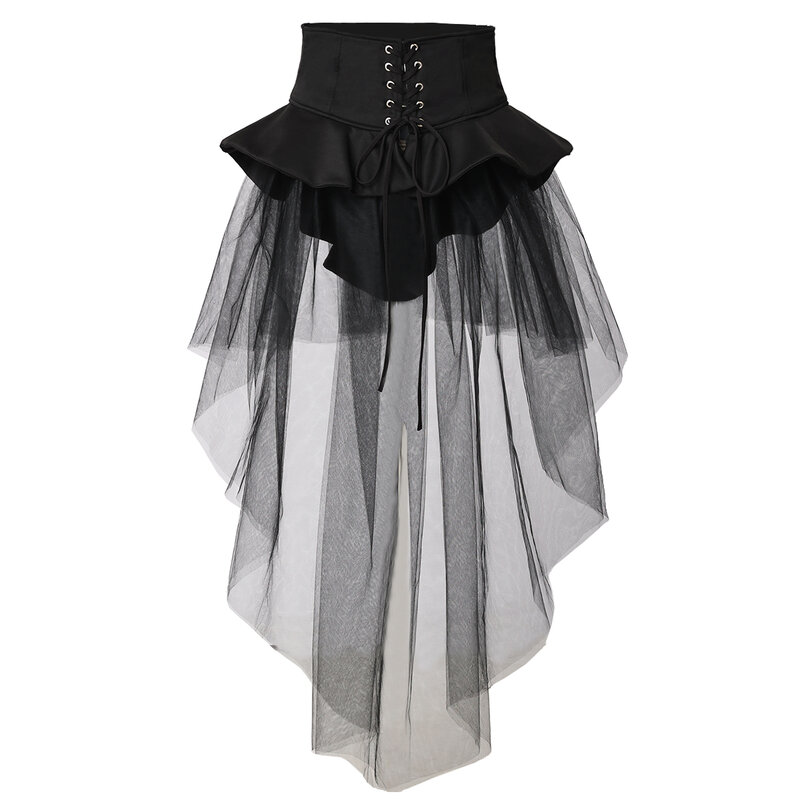 Gorset steampunkowy spódnica gotycka punkowa spódnica damska impreza z okazji Halloween karnawałowa tiulowe spódnice koktajlowa