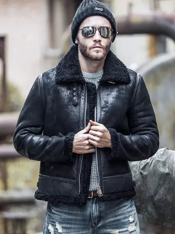 男性用の本革ジャケット,自然な毛皮,厚くて暖かい,カジュアルな服,冬のファッション,新しいコレクション