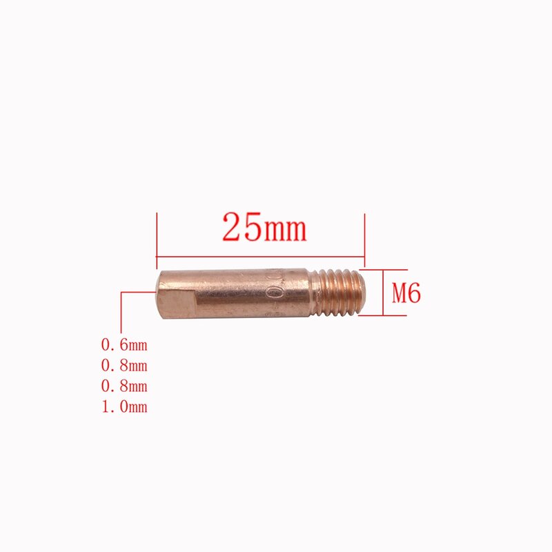 MB15 15AK Ujung dudukan nozel leher angsa fleksibel ujung 0.6 0.8 0.9 1.0mm obor MIG dapat habis pakai 18 buah