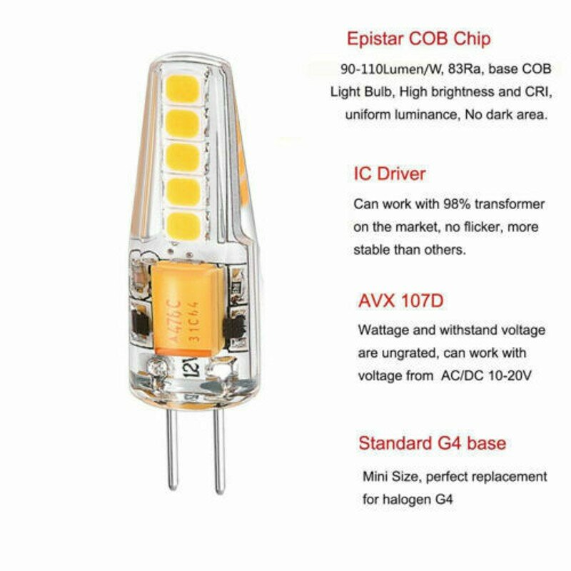 Ampoule Led G4 5W 12V/AC220V 2835 SMD, 10Led, blanc chaud/froid, Angle de 360 degrés, lampe de remplacement halogène, 10 pièces