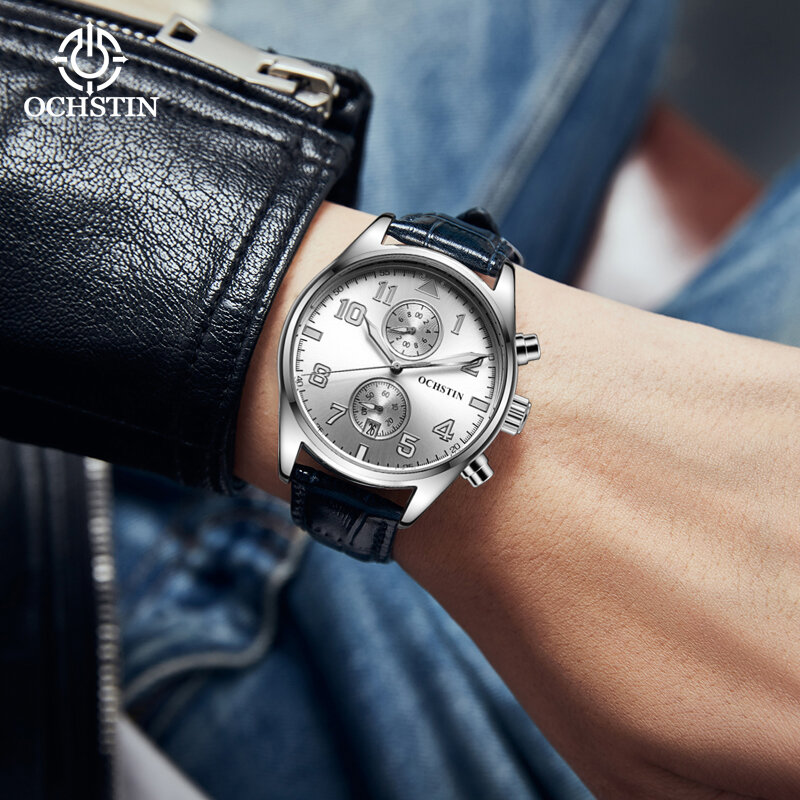 Ochstinprominente jam tangan kuarsa pria, arloji seri selebriti sederhana tren kepribadian multifungsi tahan air