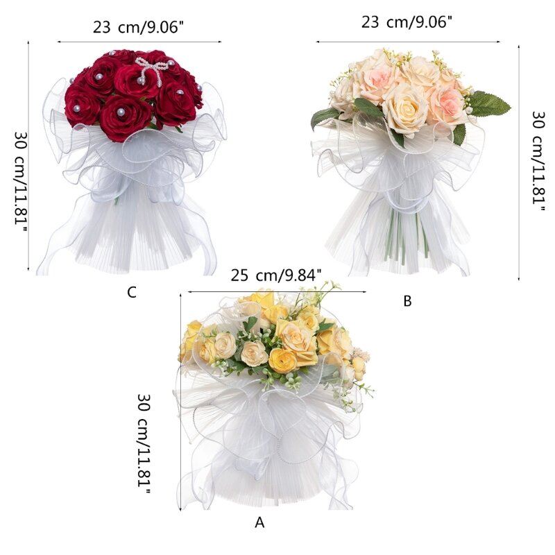 Ślubny sztuczny bukiet róż imitacja kwiatów ozdoby dekoracje na ślubna kompozycja kwiatowa dekoracja DropShip