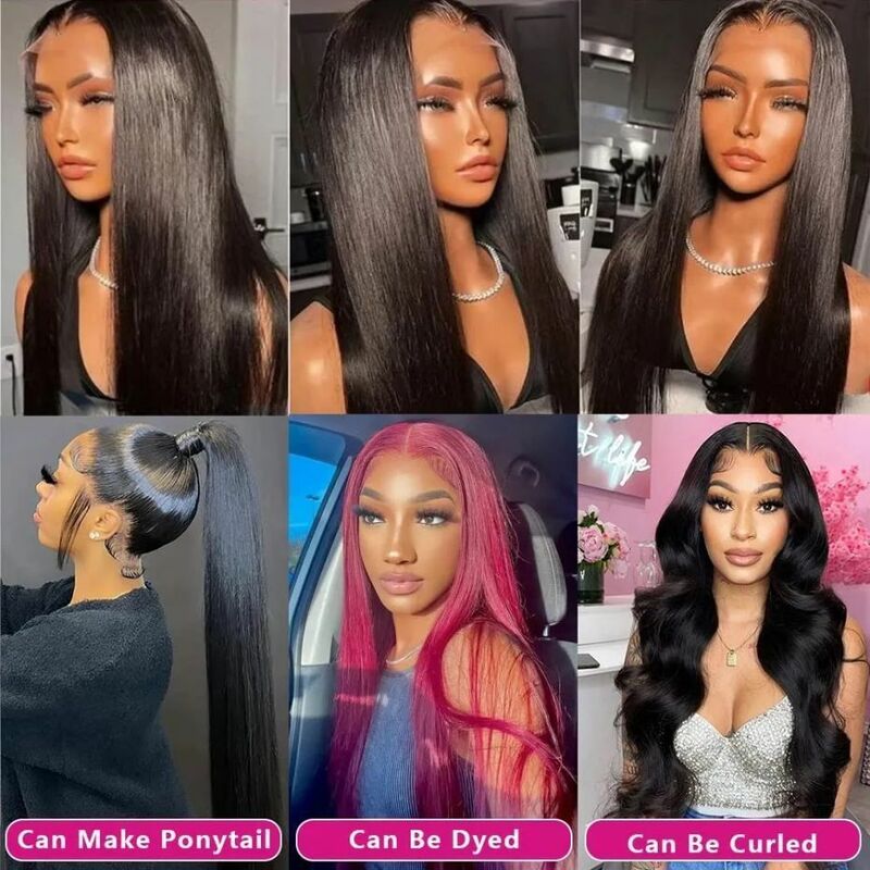 Glueless Wig 30 34 Inch Bone Straight Lace Closure Wigs For Human Hair Pre plucked 6x4 5x5 Transparent HD Lace Wig MYLOCKME