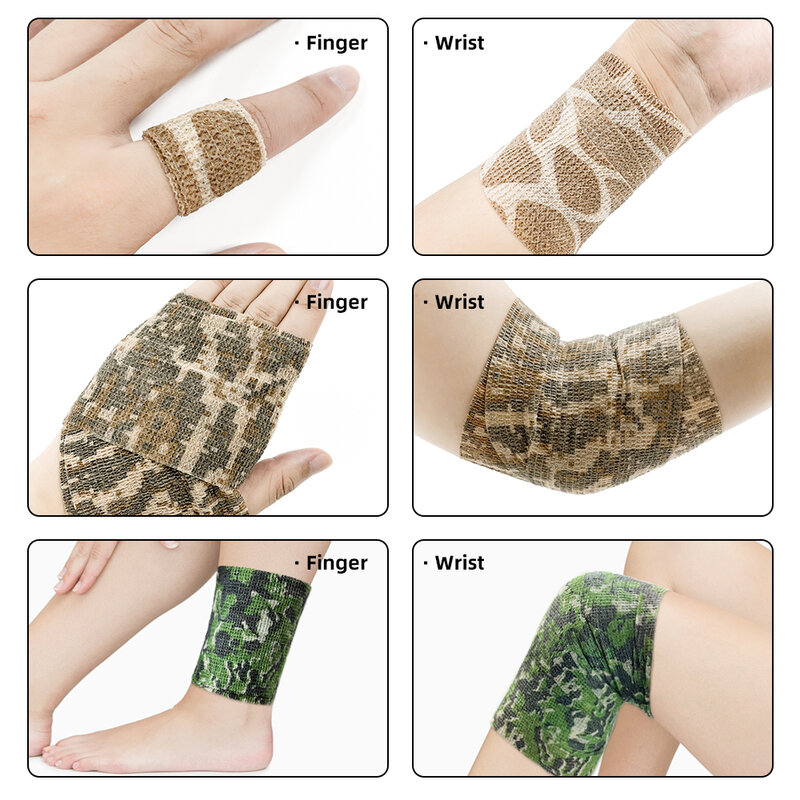 Bandagem autoadesiva da camuflagem, 1 parte, atadura elástica para esportes, protetor do joelho, dedo, tornozelo, atadura atlética
