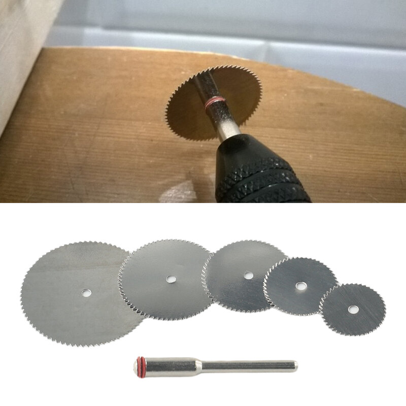 Disco de corte de acero inoxidable para herramientas rotativas Dremel, hoja de sierra Circular de 5 piezas con mandril de 3MM, 16/18/22/25/32mm