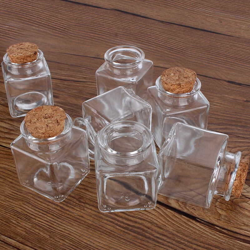 2 قطع 50 مللي مربع شفاف زجاج زجاجات مع سدادة الفلين فارغة التوابل الجرار ل الحرف الفنية هدايا لحفلات الزفاف