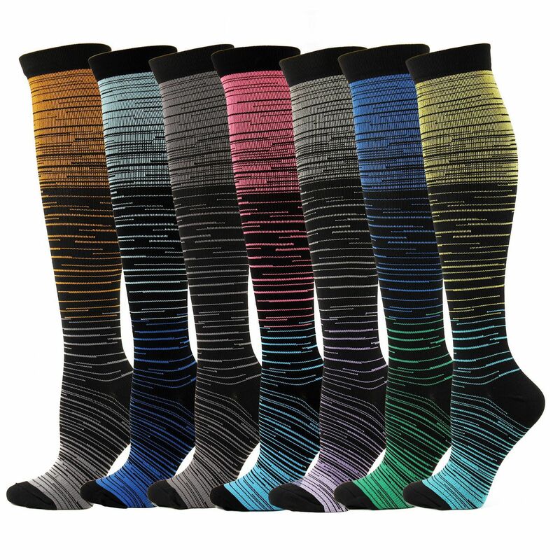 Unisex nylon meias de compressão, apoio das pernas, estiramento, para varizes, joelho, graffiti, arco-íris dot, ao ar livre, alta elasticidade, novo