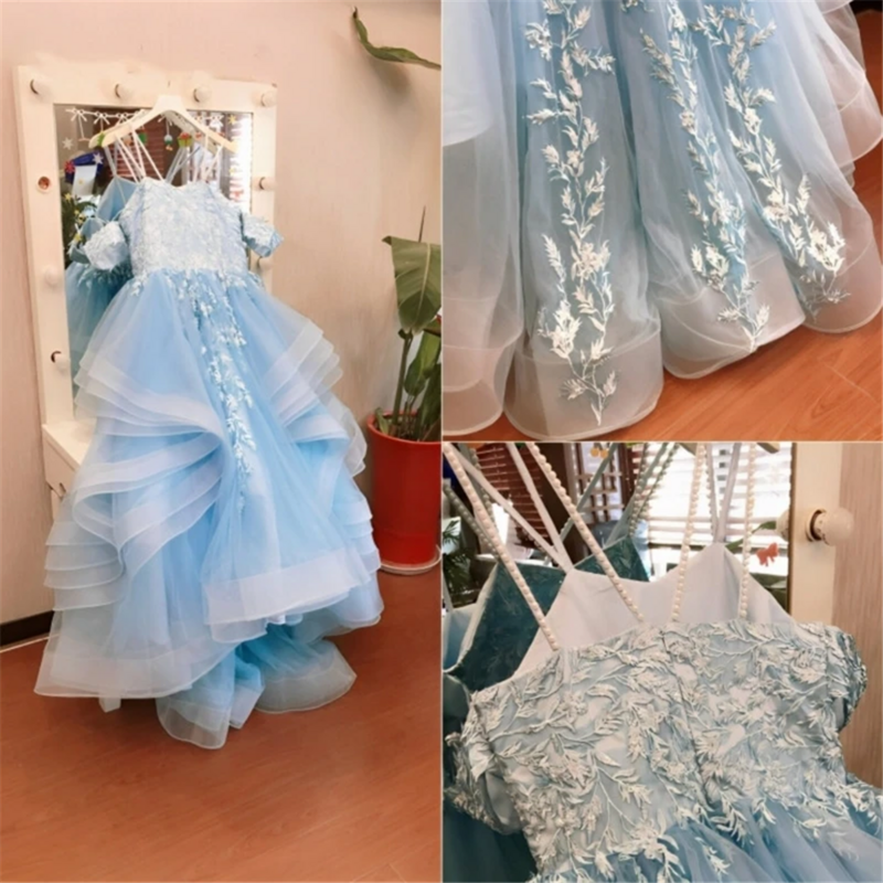 Vestido de tule flory para meninas, sem mangas, vestido de princesa, florista, casamento e aniversário, banquete e princesa