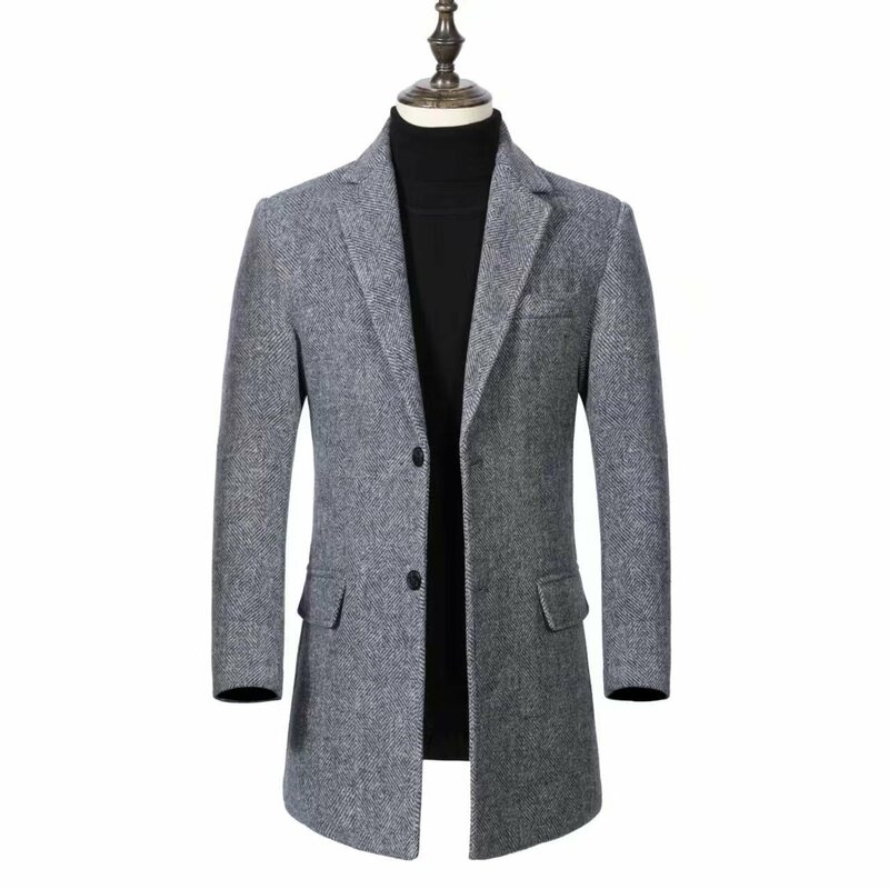 Новое зимнее мужское двухстороннее шерстяное пальто, качественное мужское длинное пальто большого размера, теплое толстое полупальто без кашемира