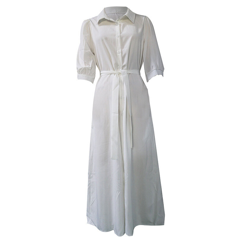 فستان قميص نسائي متوسط الطول ، أحادي اللون ، موضة جديدة ، الجمال ، الخريف ، الشتاء ، من fd365