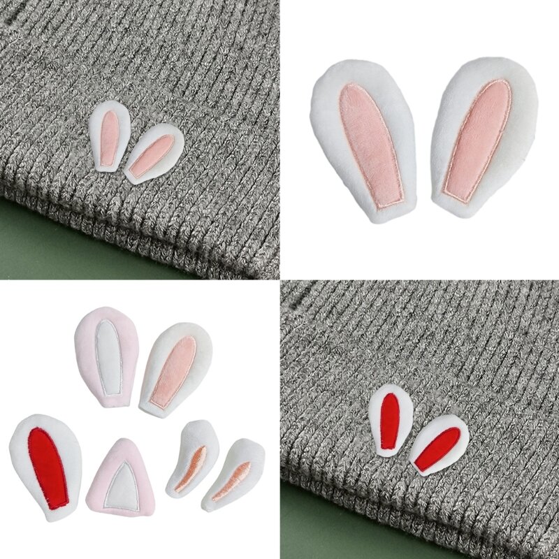5 paia applique a forma orecchio coniglio/gatto portachiavi con fermagli per capelli fai da te guanti vestiti materiali