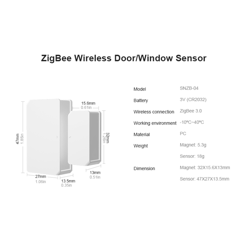 SONOFF-Sensor de alarma SNZB-04 Zigbee para puerta y ventana, dispositivo de seguridad inteligente con aplicación EWeLink ZBBridge, funciona con Alexa y Google Home