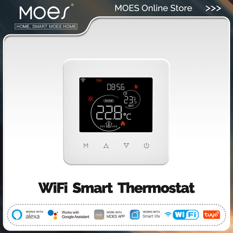Tuya pengontrol suhu ruangan termostat WiFi, kontrol aplikasi ketel Gas pemanas lantai air/listrik bekerja dengan Alexa Google rumah