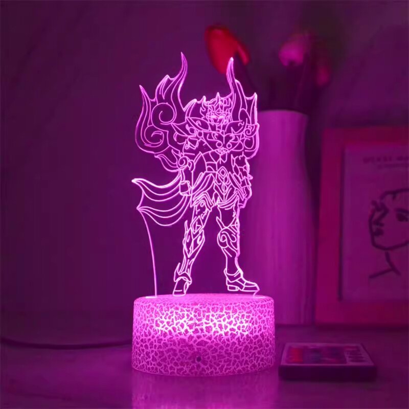 Hot Anime 3D Night Lamp Saint Fighter LED Lamp Japanese Action Figure Manga Night Light Kids Boy Gift Bedroom Decor Dropship