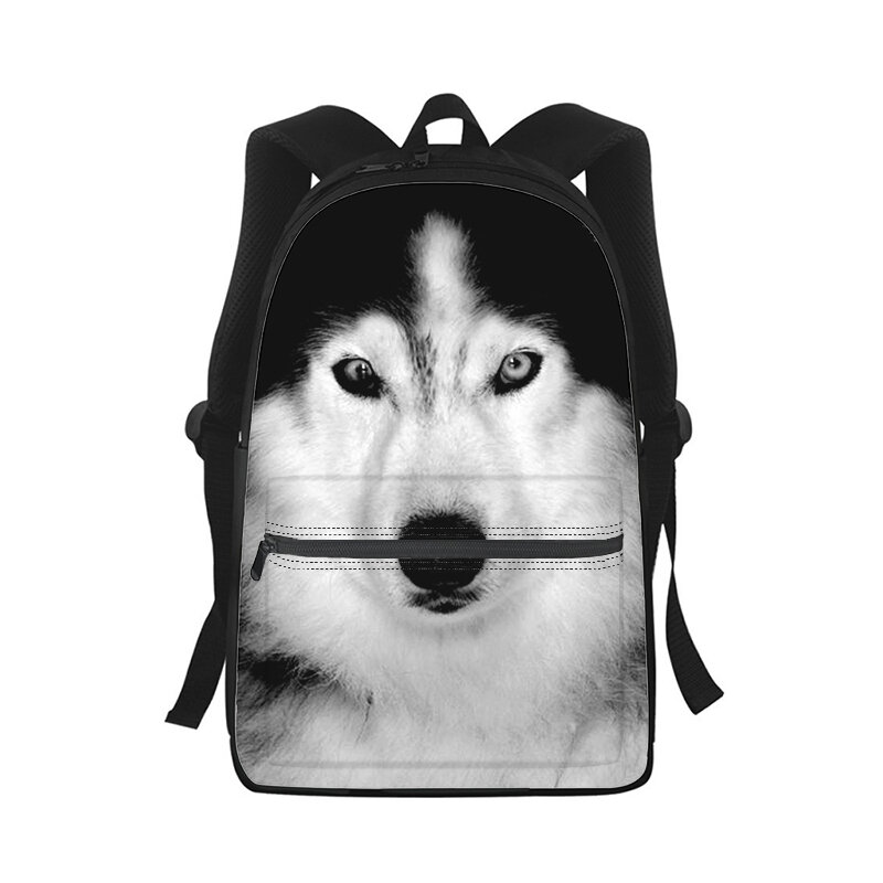 Husky dog-mochila divertida con estampado 3D para hombre y mujer, bolso escolar para estudiantes, mochila para ordenador portátil, bolso de hombro de viaje para niños