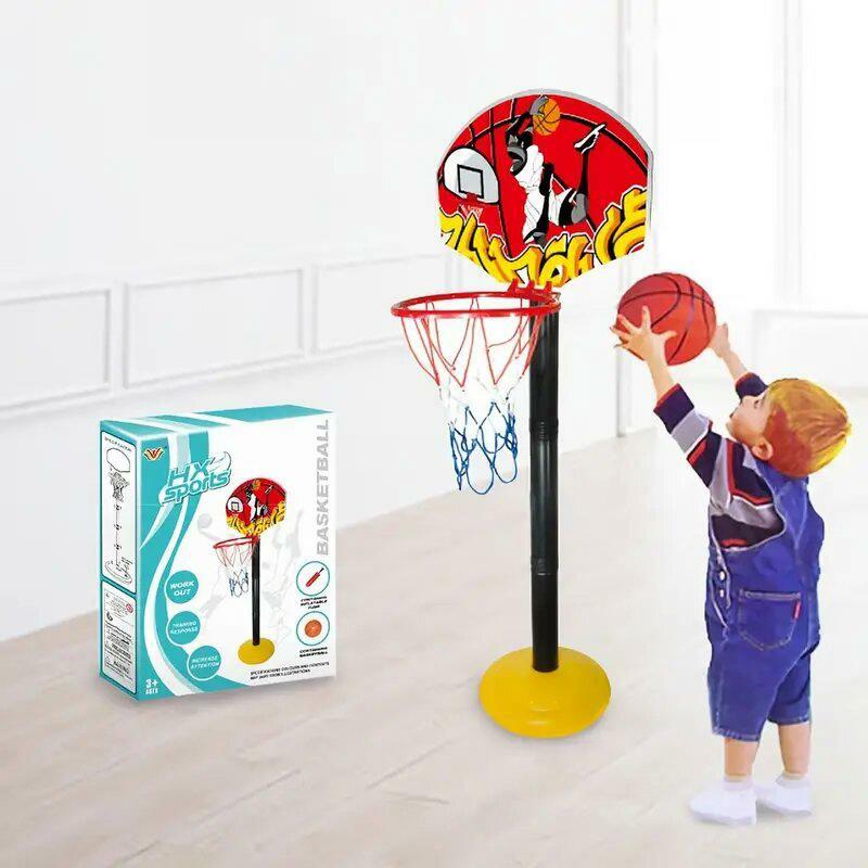 Juego de Aro y soporte de baloncesto sensorial para niños, pelota inflable y bomba, juguetes deportivos para niños, jardín