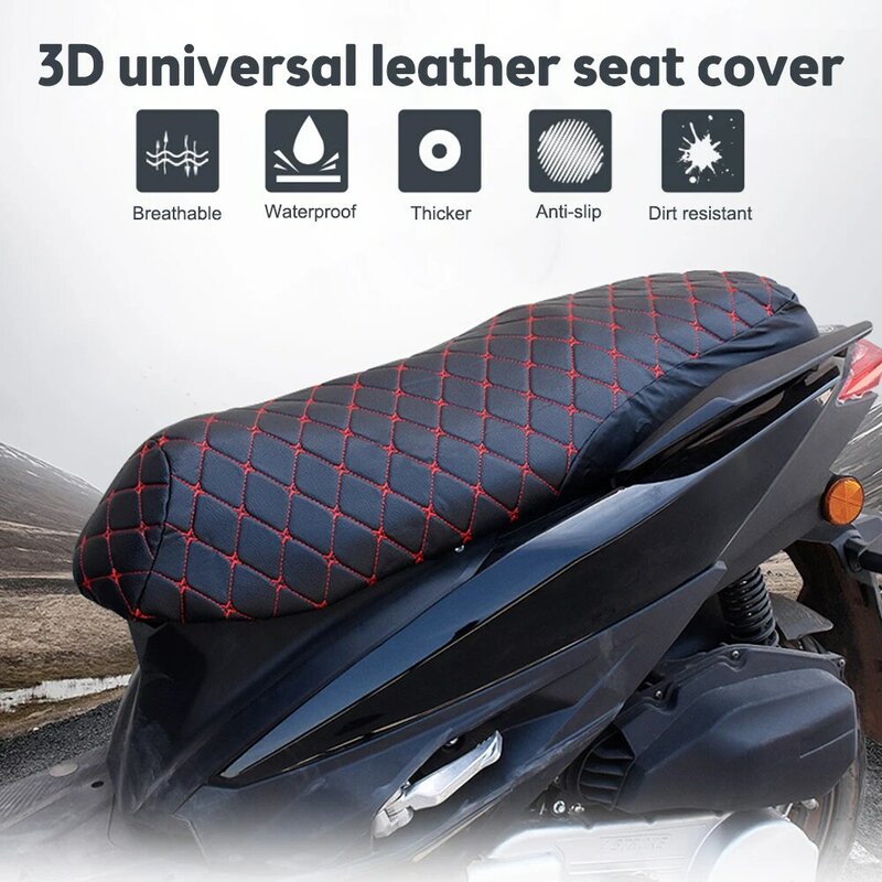 오토바이용 두꺼운 방수 시트 커버, 미끄럼 방지, 3D 인조 가죽 시트 패드, 보호 커버