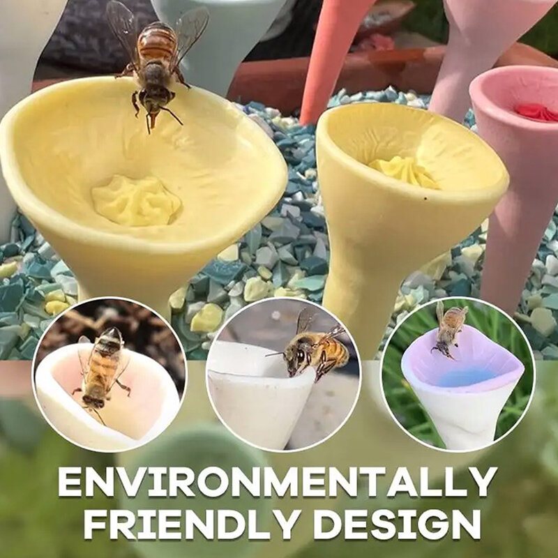 Bee Insect Drinking Cup Resin Five Flower Bee Drinker Cup Easy To Use Garden Balcony Bee Insect Colourful Drinking Cup