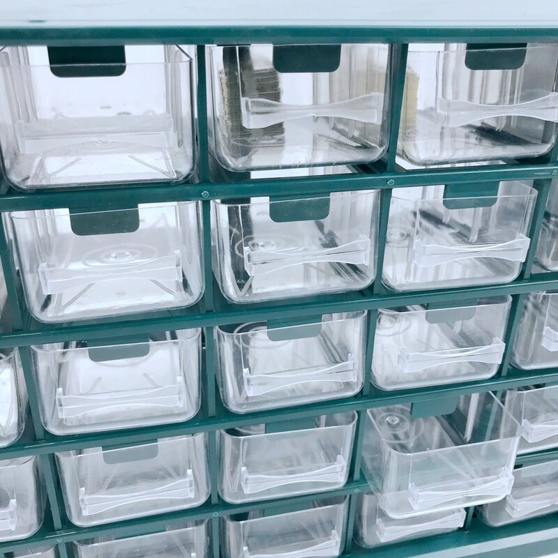 กล่องเก็บของลิ้นชักแบบหลายช่อง25ชิ้นกล่องเก็บเครื่องมือโรงรถของบ้านตู้เก็บสกรูอุปกรณ์พลาสติก