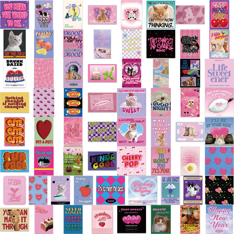 10/30/65PCS Vintage Pink Stickers estetica Cute Grils decalcomanie giocattolo fai da te valigia telefono Skateboard PVC impermeabile Graffiti Sticker