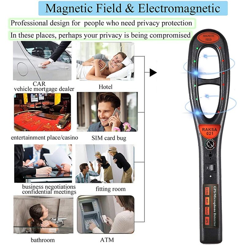 Wireless Signal Tracker Detector Handheld Security Anti-tracking Scanne Pinhole Camera Detector Magnetic RF Antenna for Security
