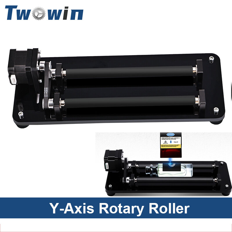 TWOWIN Rotary Roller Y-axis Rotatory Engraving Module for Engraving DIY Kit Cylindrical Objects Cans Cups Glass Bottles