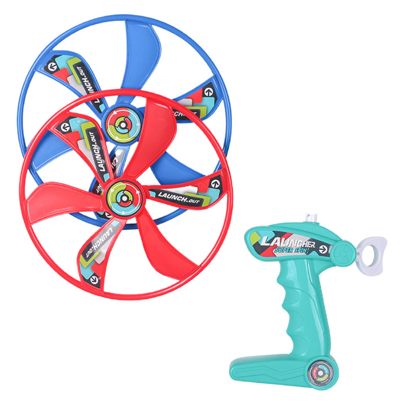 Flying Saucer Disc Toy para crianças, Pires de plástico, Placa rotativa, Puxe o fio, Jogando o homem, Homem