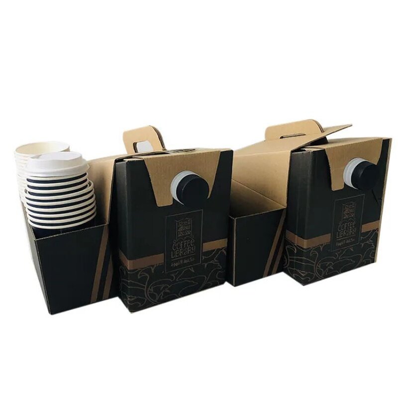 Dispensador de café desechable, producto personalizado barato con asa y bolsa de agua en caja, 1L, 2L, 3L, logotipo colorido