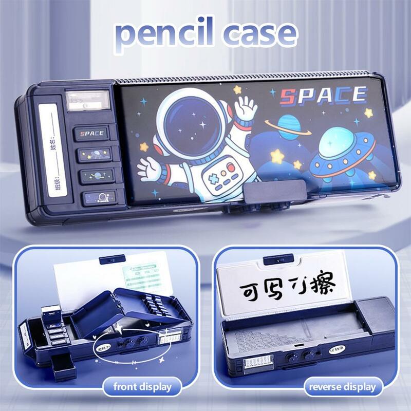 Student Multifunctional Double-layer Stationery Box Pencil Stationery Case Double-layer School Student Computer Accessories D4G1