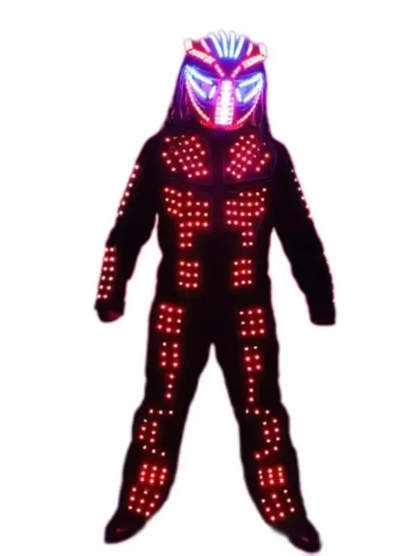 Costumes de robot à LED avec lumières, tenue de festival de carnaval imbibée, tissu de performance de fête de séparés euse
